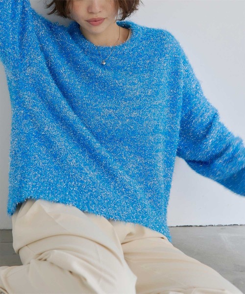 titivate（ティティベイト）の「ラメフェザーニット（ニット/セーター・レディース・アイボリー/ブラック/ライトグレー/ブルー・M）」の11枚目の写真