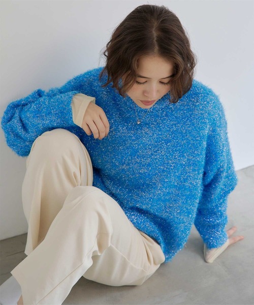 titivate（ティティベイト）の「ラメフェザーニット（ニット/セーター・レディース・アイボリー/ブラック/ライトグレー/ブルー・M）」の12枚目の写真