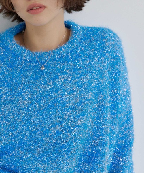 titivate（ティティベイト）の「ラメフェザーニット（ニット/セーター・レディース・アイボリー/ブラック/ライトグレー/ブルー・M）」の13枚目の写真