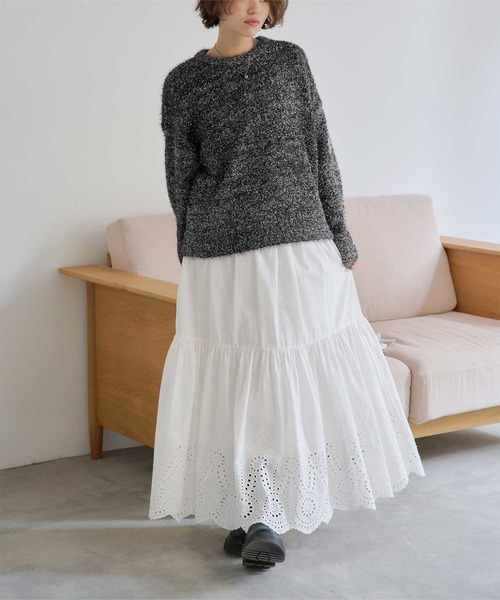 titivate（ティティベイト）の「ラメフェザーニット（ニット/セーター・レディース・アイボリー/ブラック/ライトグレー/ブルー・M）」の6枚目の写真