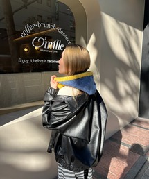 StyleSea | フロントボタン付きバイカラーニットバラクラバ(ニットキャップ/ビーニー)