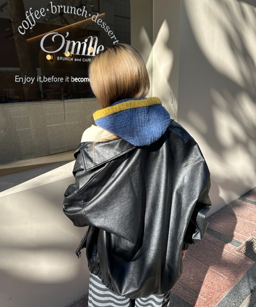 StyleSea(スタイルシー)の「フロントボタン付きバイカラーニットバラクラバ(ニットキャップ/ビーニー・レディース・チャコールグレー/ライトグレー/ブラウン/ベージュ/ブルー/パープル/レッド・FREE)」の16枚目の写真