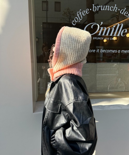 StyleSea(スタイルシー)の「フロントボタン付きバイカラーニットバラクラバ(ニットキャップ/ビーニー・レディース・チャコールグレー/ライトグレー/ブラウン/ベージュ/ブルー/パープル/レッド・FREE)」の21枚目の写真