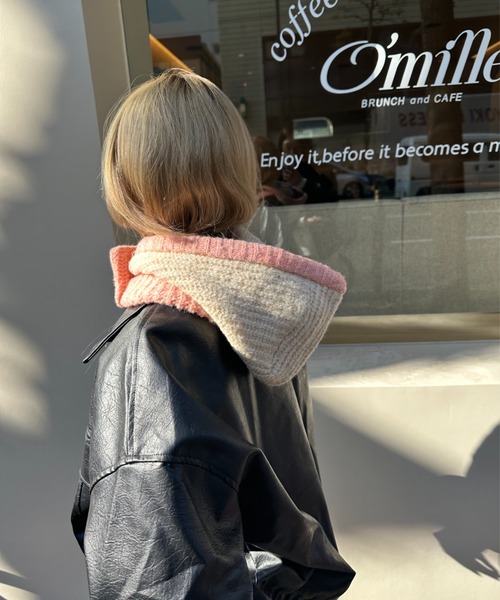 StyleSea(スタイルシー)の「フロントボタン付きバイカラーニットバラクラバ(ニットキャップ/ビーニー・レディース・チャコールグレー/ライトグレー/ブラウン/ベージュ/ブルー/パープル/レッド・FREE)」の20枚目の写真