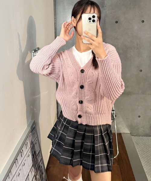 VIVID LADY（ビビッドレディー）の「あったかカーディガン ニット レディース（カーディガン/ボレロ・レディース・グレー/ピンク/アイボリー・FREE）」の14枚目の写真