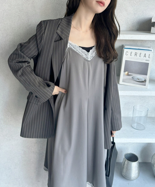 Eclat one(エクラワン)の「【Eclat one】レースデザイン キャミワンピース(ワンピース・レディース・アイボリー/ブラック/グレー・FREE)」の6枚目の写真