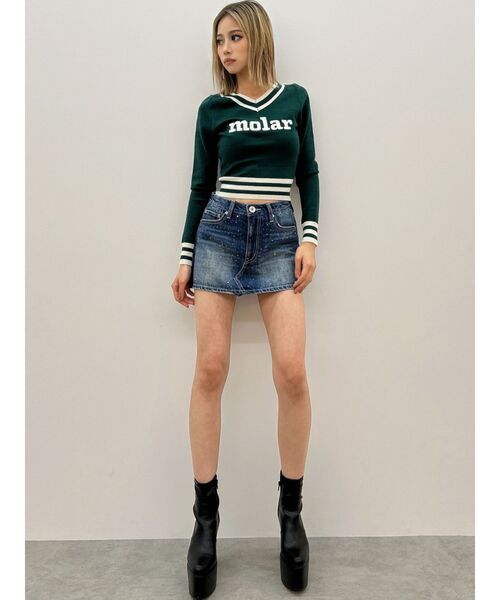 GYDA（ジェイダ）の「molar Vネックニットトップス（ニット/セーター・レディース・ブラック/オフホワイト/グリーン・FREE）」の13枚目の写真