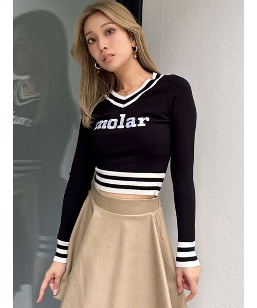 GYDA（ジェイダ）の「molar Vネックニットトップス（ニット/セーター・レディース・ブラック/オフホワイト/グリーン・FREE）」の16枚目の写真