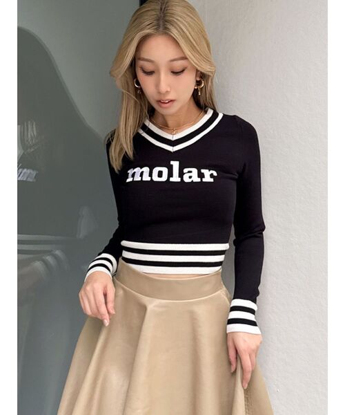 GYDA（ジェイダ）の「molar Vネックニットトップス（ニット/セーター・レディース・ブラック/オフホワイト/グリーン・FREE）」の17枚目の写真