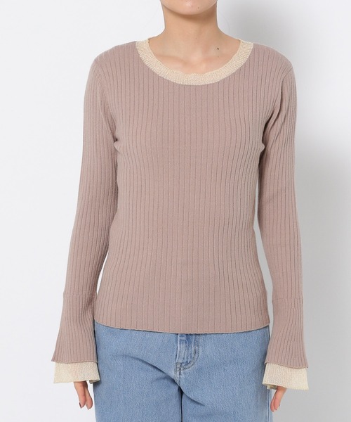 mysty woman（ミスティウーマン）の「レイヤードシアースリーブプルオーバー  291392（ニット/セーター・レディース・ブラック/ベージュ/オフホワイト・FREE）」の10枚目の写真