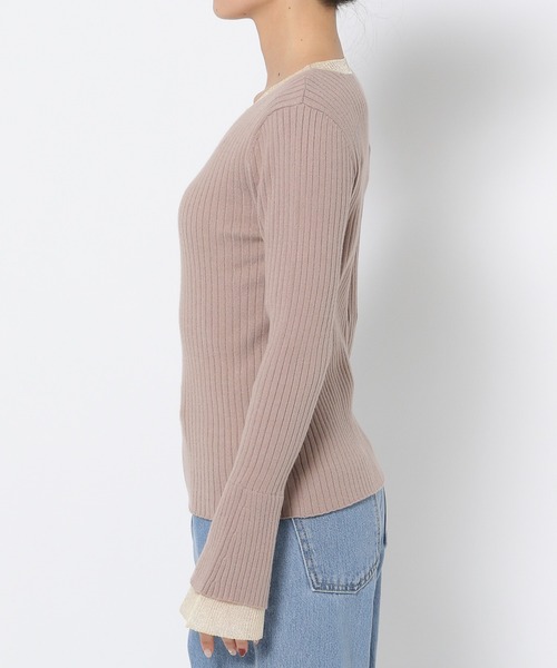 mysty woman（ミスティウーマン）の「レイヤードシアースリーブプルオーバー  291392（ニット/セーター・レディース・ブラック/ベージュ/オフホワイト・FREE）」の9枚目の写真