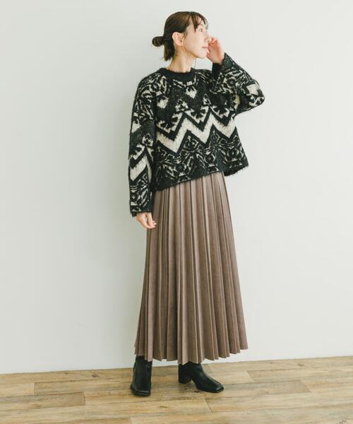 ITEMS URBANRESEARCH(アイテムズ アーバンリサーチ)の「フェザージャガードニット(ニット/セーター・レディース・ブラウン/ブラック・FREE)」の18枚目の写真