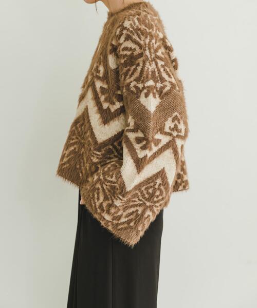 ITEMS URBANRESEARCH(アイテムズ アーバンリサーチ)の「フェザージャガードニット(ニット/セーター・レディース・ブラウン/ブラック・FREE)」の14枚目の写真