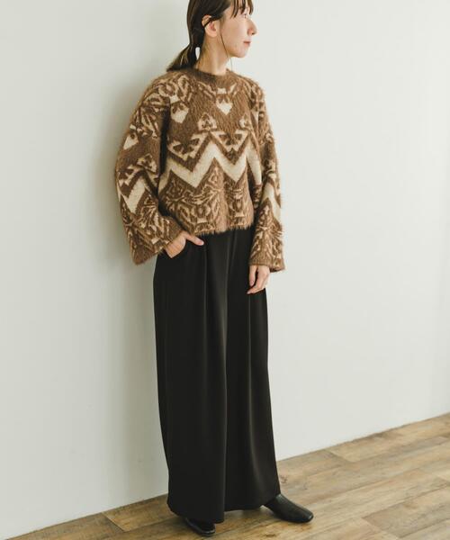 ITEMS URBANRESEARCH(アイテムズ アーバンリサーチ)の「フェザージャガードニット(ニット/セーター・レディース・ブラウン/ブラック・FREE)」の10枚目の写真