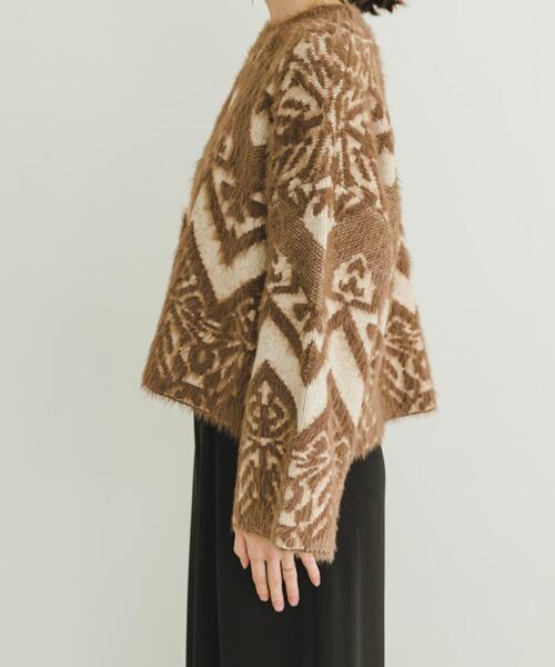 ITEMS URBANRESEARCH(アイテムズ アーバンリサーチ)の「フェザージャガードニット(ニット/セーター・レディース・ブラウン/ブラック・FREE)」の8枚目の写真