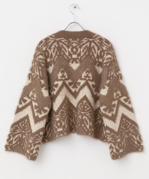 ITEMS URBANRESEARCH(アイテムズ アーバンリサーチ)の「フェザージャガードニット(ニット/セーター・レディース・ブラウン/ブラック・FREE)」の5枚目の写真