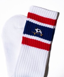 GLOSTER | 別注【FRUIT OF THE LOOM×フレンチブルドッグ】ワンポイント刺繍 ラインソックス(ソックス/靴下)