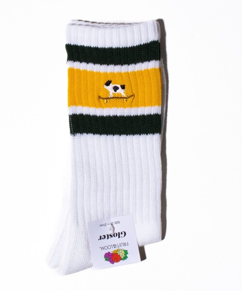GLOSTER（グロスター）の「別注【FRUIT OF THE LOOM×フレンチブルドッグ】ワンポイント刺繍 ラインソックス（ソックス/靴下・メンズ・ホワイト系その他4/ホワイト系その他5/ホワイト系その他6・FREE）」の4枚目の写真