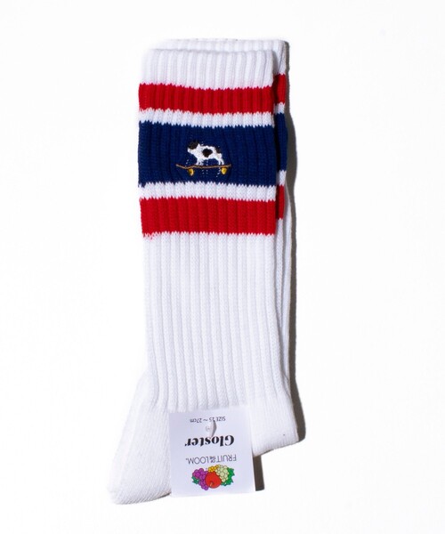 GLOSTER（グロスター）の「別注【FRUIT OF THE LOOM×フレンチブルドッグ】ワンポイント刺繍 ラインソックス（ソックス/靴下・メンズ・ホワイト系その他4/ホワイト系その他5/ホワイト系その他6・FREE）」の5枚目の写真