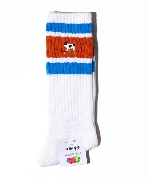 GLOSTER（グロスター）の「別注【FRUIT OF THE LOOM×フレンチブルドッグ】ワンポイント刺繍 ラインソックス（ソックス/靴下・メンズ・ホワイト系その他4/ホワイト系その他5/ホワイト系その他6・FREE）」の6枚目の写真