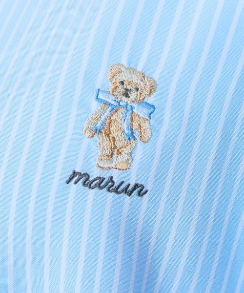 marun（マルン）の「＜大きいサイズ＞くまちゃん刺しゅうスリットリボンロングシャツ marun（シャツ/ブラウス・レディース・ピンク/ブルー・L/5L/4L/3L/LL）」の6枚目の写真