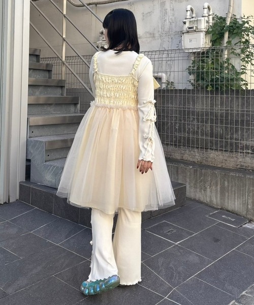 Candy Stripper（キャンディストリッパー）の「TINY RIBBON FLARE パンツ（その他パンツ・レディース・ブラック/アイボリー/ライトグレー・FREE）」の9枚目の写真