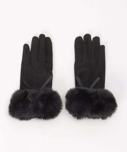 LBC（エルビーシー）の「リボン＆ファー付きグローブ（手袋・レディース・ブラック/ワイン/モカ・FREE）」の6枚目の写真