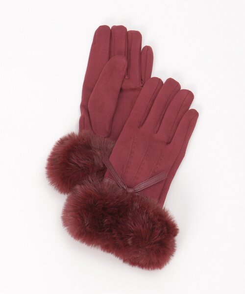 LBC（エルビーシー）の「リボン＆ファー付きグローブ（手袋・レディース・ブラック/ワイン/モカ・FREE）」の13枚目の写真
