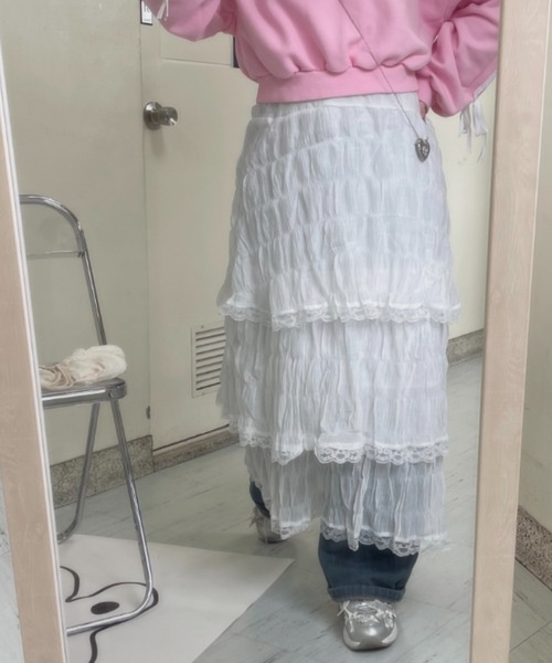 LAC-VERT(ラック・ヴェール)の「ティアードレースキャミワンピース【動画あり】(ワンピース・レディース・ブラック/ホワイト/ライトブルー・FREE)」の8枚目の写真