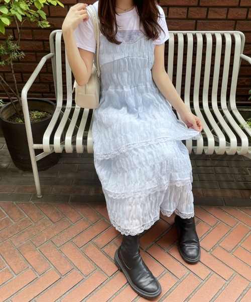 セール】ティアードレースキャミワンピース【動画あり】（ワンピース