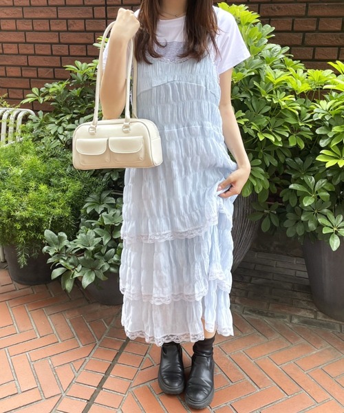 LAC-VERT(ラック・ヴェール)の「ティアードレースキャミワンピース【動画あり】(ワンピース・レディース・ブラック/ホワイト/ライトブルー・FREE)」の12枚目の写真