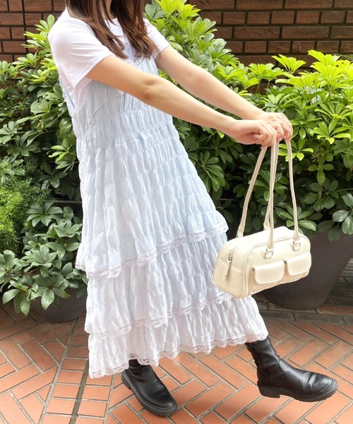 LAC-VERT(ラック・ヴェール)の「ティアードレースキャミワンピース【動画あり】(ワンピース・レディース・ブラック/ホワイト/ライトブルー・FREE)」の13枚目の写真