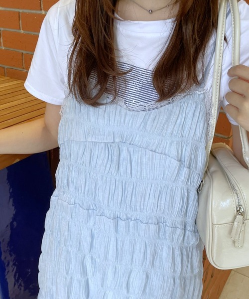LAC-VERT(ラック・ヴェール)の「ティアードレースキャミワンピース【動画あり】(ワンピース・レディース・ブラック/ホワイト/ライトブルー・FREE)」の14枚目の写真
