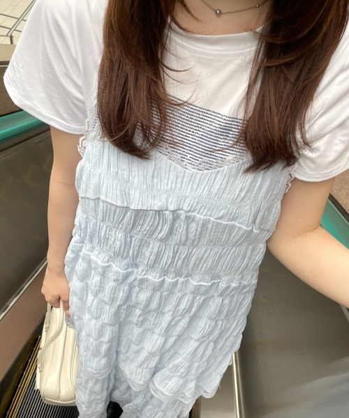 LAC-VERT(ラック・ヴェール)の「ティアードレースキャミワンピース【動画あり】(ワンピース・レディース・ブラック/ホワイト/ライトブルー・FREE)」の15枚目の写真