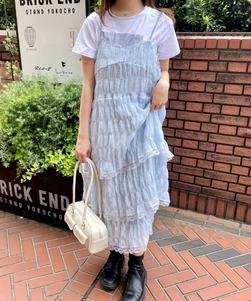 LAC-VERT(ラック・ヴェール)の「ティアードレースキャミワンピース【動画あり】(ワンピース・レディース・ブラック/ホワイト/ライトブルー・FREE)」の16枚目の写真