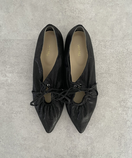 Thevon（ゼボン）の「ギャザーバレエシューズ（パンプス・レディース・ブラック/シルバー・M/L）」の6枚目の写真