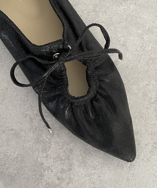 Thevon（ゼボン）の「ギャザーバレエシューズ（パンプス・レディース・ブラック/シルバー・M/L）」の7枚目の写真