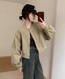 ショート丈 ワイドスリーブ ブルゾン