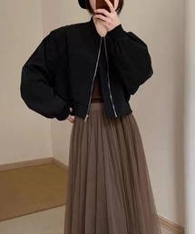 ショート丈 ワイドスリーブ ブルゾン