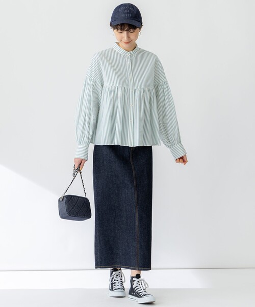 23区（ニジュウサンク）の「【洗える】CANCLINI ギャザー フレア ブラウス（シャツ/ブラウス・レディース・オレンジ系1/スカイブルー系/スカイブルー系1/ホワイト系/ホワイト系1・38）」の15枚目の写真