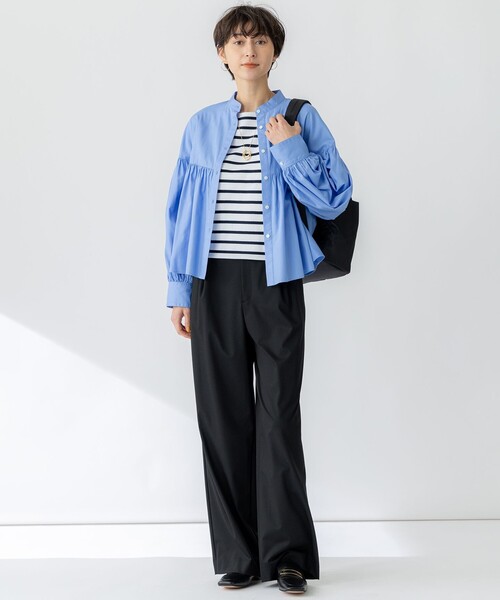 23区（ニジュウサンク）の「【洗える】CANCLINI ギャザー フレア ブラウス（シャツ/ブラウス・レディース・オレンジ系1/スカイブルー系/スカイブルー系1/ホワイト系/ホワイト系1・38）」の17枚目の写真