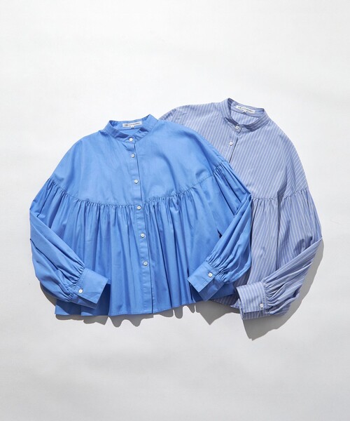 23区（ニジュウサンク）の「【洗える】CANCLINI ギャザー フレア ブラウス（シャツ/ブラウス・レディース・オレンジ系1/スカイブルー系/スカイブルー系1/ホワイト系/ホワイト系1・38）」の19枚目の写真