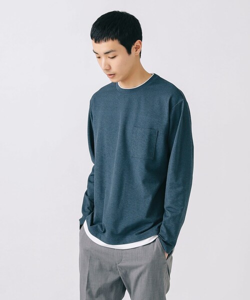 BEAMS HEART(ビームスハート)の「鹿の子 フェイクレイヤード カットソー(Tシャツ/カットソー・メンズ・ライトブルー/ネイビー・XL/L/M/S)」の2枚目の写真