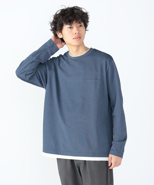 BEAMS HEART(ビームスハート)の「鹿の子 フェイクレイヤード カットソー(Tシャツ/カットソー・メンズ・ライトブルー/ネイビー・XL/L/M/S)」の20枚目の写真