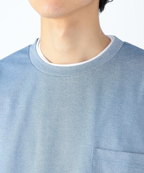 BEAMS HEART(ビームスハート)の「鹿の子 フェイクレイヤード カットソー(Tシャツ/カットソー・メンズ・ライトブルー/ネイビー・XL/L/M/S)」の12枚目の写真
