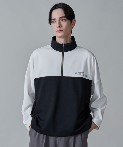 BROWNY(ブラウニー)の「BROWNY/ドルマンポンチハーフZIPロンT(Tシャツ/カットソー・メンズ・ホワイト/ブルー・MEDIUM/LARGE)」の1枚目の写真