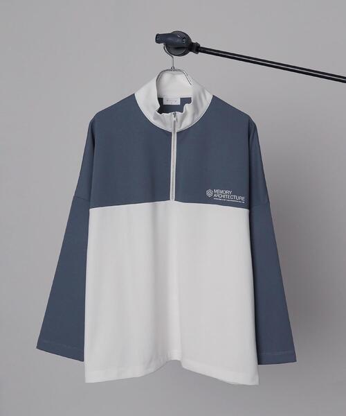 BROWNY(ブラウニー)の「BROWNY/ドルマンポンチハーフZIPロンT(Tシャツ/カットソー・メンズ・ホワイト/ブルー・MEDIUM/LARGE)」の8枚目の写真