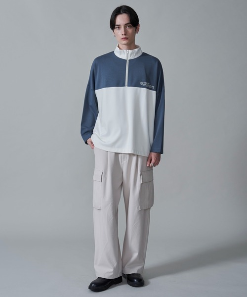 BROWNY(ブラウニー)の「BROWNY/ドルマンポンチハーフZIPロンT(Tシャツ/カットソー・メンズ・ホワイト/ブルー・MEDIUM/LARGE)」の10枚目の写真