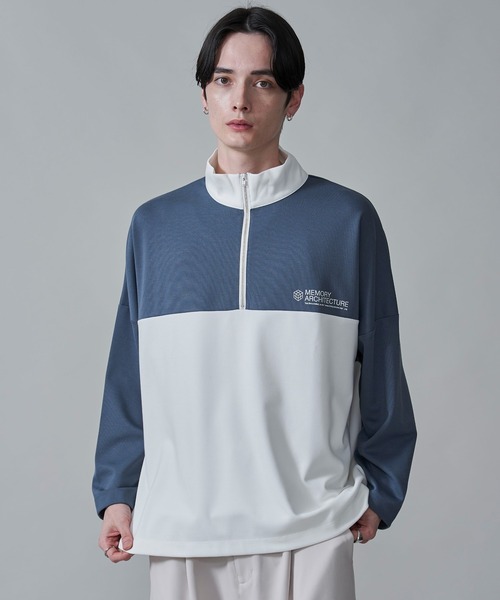 BROWNY(ブラウニー)の「BROWNY/ドルマンポンチハーフZIPロンT(Tシャツ/カットソー・メンズ・ホワイト/ブルー・MEDIUM/LARGE)」の15枚目の写真