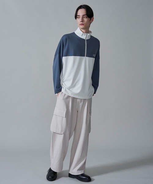 BROWNY(ブラウニー)の「BROWNY/ドルマンポンチハーフZIPロンT(Tシャツ/カットソー・メンズ・ホワイト/ブルー・MEDIUM/LARGE)」の6枚目の写真